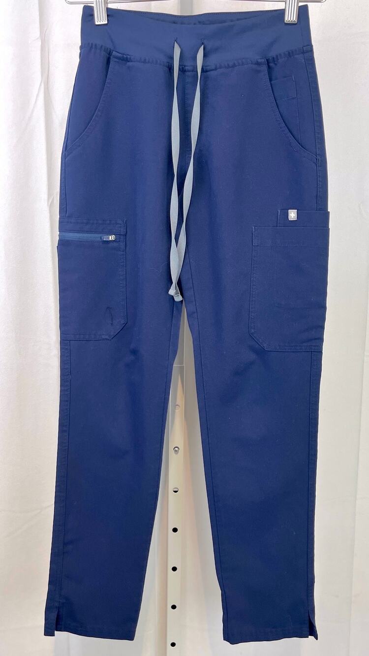 FIGS Yola Skinny Scrub Pants Drawstring Pockets Stretch Navy Blue XXS 2XS